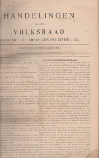 HANDELINGEN VAN DEN VOLKSRAAD GEDURENDE DE EERSTE GEWONE ZITTING 1924