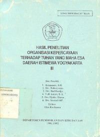 HASIL PENELITIAN ORGANISAI KEPERCAYAAN TERHADAP TUHAN YANG MAHA ESA DIY III