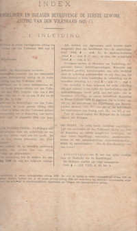 INDEX OP HANDELINGEN EN BIJLAGEN BETREFFENDE DE EERSTE GEWONE ZITTING VAN DEN VOLKSRAAD 1925