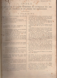 INDEX OP HANDELINGEN EN BIJLAGEN BETREFFENDE HET ZITTINGSJAAR 1929 - 1930 VAN DEN VOLKSRAAD EN HET COLLEGE VAN GEDELEGEERDEN