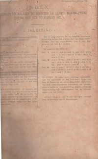 INDEX OP HANDELINGEN EN BIJLAGEN BETREFFENDE DE EERSTE BUITENGEWONE ZITTING VAN DEN VOLKSRAAD 1921
