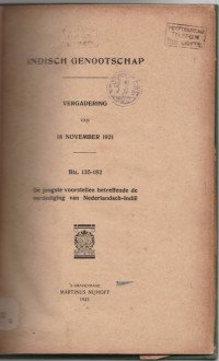 INDISCH GENOOTSCHAP VERGADERING VAN 18 NOVEMBER 1921 BLZ. 135 - 182 DE JONGSTE VOORSTELLEN BETREFFENDE DE VERDEDIGING VAN NEDERLANDSCH-INDIE