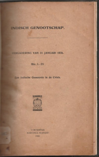 INDISCH GENOOTSCHAP : VERGADERING VAN 31 JANUARI 1936 BLZ. 1-25 EEN INDISCHE GEMENTEE IN DE CRISIS