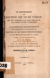 DE HOODGREGELEN DER SJAFI'ITISCHE LEER VAN HET PANDRECHT MET EEN ONDERZOEK NAAR HAAR ONTSTAAN EN NAAR HAREN INVLOED IN NED.-INDIË (5028)