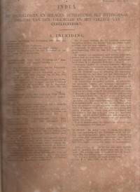 INDEX OP HANDELINGEN EN BIJLAGEN BETREFFENDE HET ZITTINGSJAAR 1933 - 1934 VAN DEN VOLKSRAAD EN HET COLLEGE VAN GEDELEGEERDEN