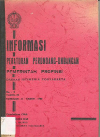 INFORMASI PERATURAN PERUNDANG - UNDANGAN PEMERINTAH PROPINSI DAERAH ISTIMEWA YOGYAKARTA No. 2 TAHUN : IV TRIWULAN : II - TAHUN : 1998