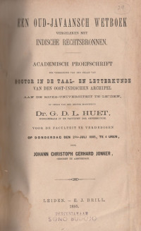 EEN OUD-JAVAANSCH WETBOEK VERGELEKEN MET INDISCHE RECHTSBRONNEN