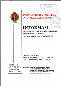 JARINGAN DOKUMENTASI DAN INFORMASI (JDI) HUKUM : INFORMASI PERATURAN PERUNDANG-UNDANGAN PEMERINTAH DAERAH DAERAH ISTIMEWA YOGYAKARTA