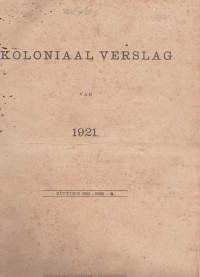 KOLONIAAL VERSLAG VAN 1921