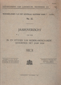 MEDEDEELINGEN VAN HET CENTRAAL KANTOOR VOOR DE STATISTIEK NO.32 JAAROVERZICHT VAN DEN IN.EN UITVOER VAN NEDERLANDSCH-INDIE GEDURENDE HET JAAR 1924 DEEL III