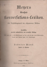 MEYERS GROBES KONVERLATIONS LEXICON EIN NACHSCHLAGEWERK DES ALLGEMEINEN WISSENS BEHNTER BANDS JONIER BIS RIMONO (RP II/33)