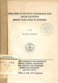 NAMA BARU DI KALANGAN MASYARAKAT CINA DALAM KAITANNYA DENGAN NAMA-NAMA DI INDONESIA