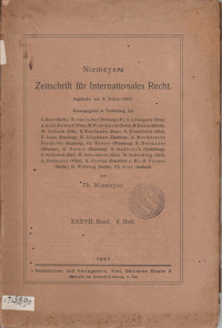 ZEITSCHRIFT FUR INTERNATIONALES RECHT XXXVII BAND