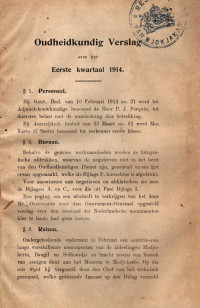 OUDHEIDKUNDIG VERSLAG 1914 EERSTE KWARTAAL (A.10/1914)