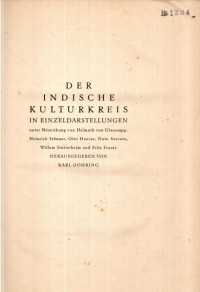 DER INDISCHE KULTURKREIS IN EINZELDARSTELLUNGEN : INDIEN (1234)