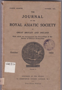 THE JOURNAL OF THE ROYAL ASIATIC SOCIETY OF GREAT BRITAIN AND IRELAND OCTOBER 1931