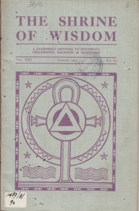 THE SHRINE OF WISDOM VOL. XXI, NO. 84, SUMMER 1940