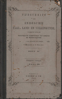 TIJDSCHRIFT VOOR INDISCHE TAAL, LAND, EN VOLKENKUNDE DEEL IX, DERDE SERIE DEEL III
