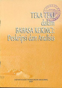 Teka-Teki dalam Bahasa Kerinci : Deskripsi dan Analisis