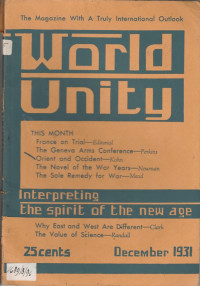 WORLD UNITY DECEMBER 1931