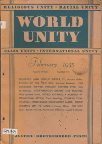 WORLD UNITY FEBRUARY 1935