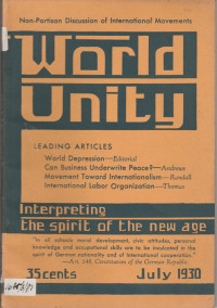 WORLD UNITY JULY 1930